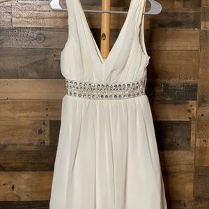 Knee Length Dress with Rhinestoned Waist